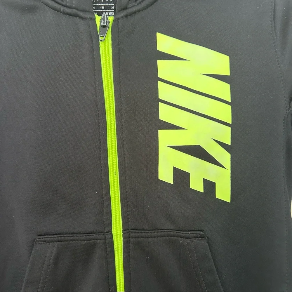 Nike YOUTH Full Zip Black Neon Athletic Jacket Hoodie. Size M 5-6 YO